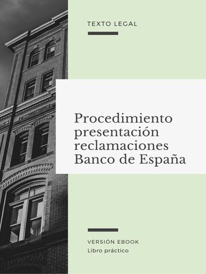 cover image of Procedimiento presentación reclamaciones Banco de España
